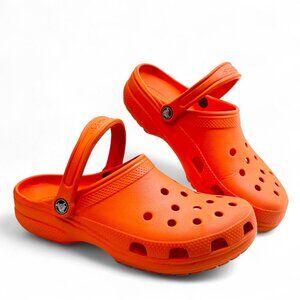 Crocs Classic Coral Orange Slip On Comfort Clog's Neon Unisex M-8 W-10